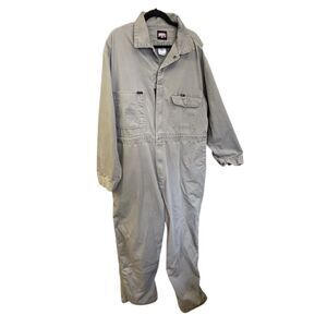 KEY FR Coveralls Grey Zip And Snap Closure Men’s OS Thrashed Stains - Read Descr
